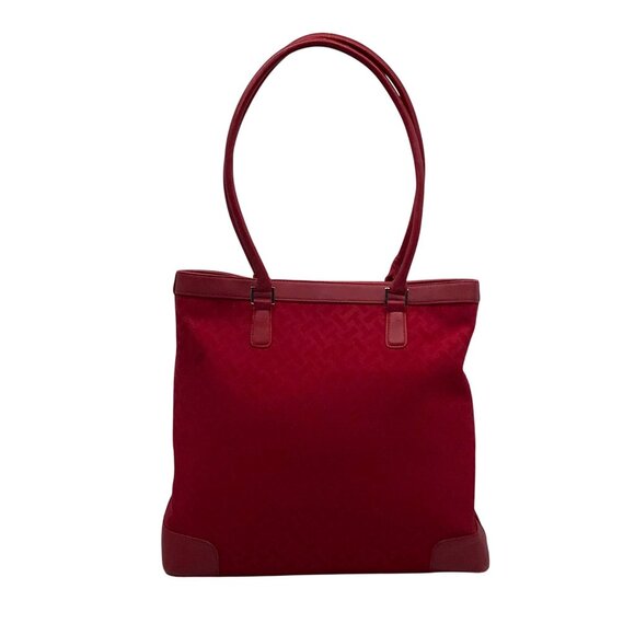 Talbots Red Monogram Canvas Tote Bag - Picture 1 of 10